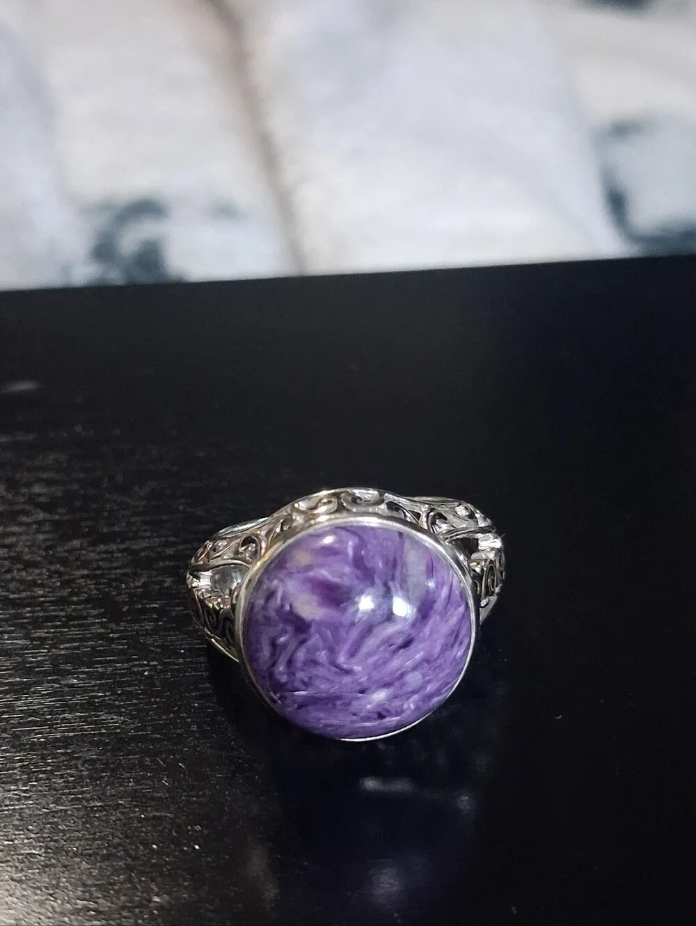 Signed Sajen 925 D'Joy Sterling Silver Ring Charoite Purple Stone Size 7